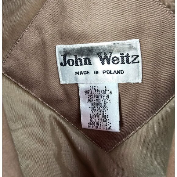 John Weitz Tan Trench Coat Designer Quiet Luxury Rain Overcoat Jacket Poland - Picture 9 of 10